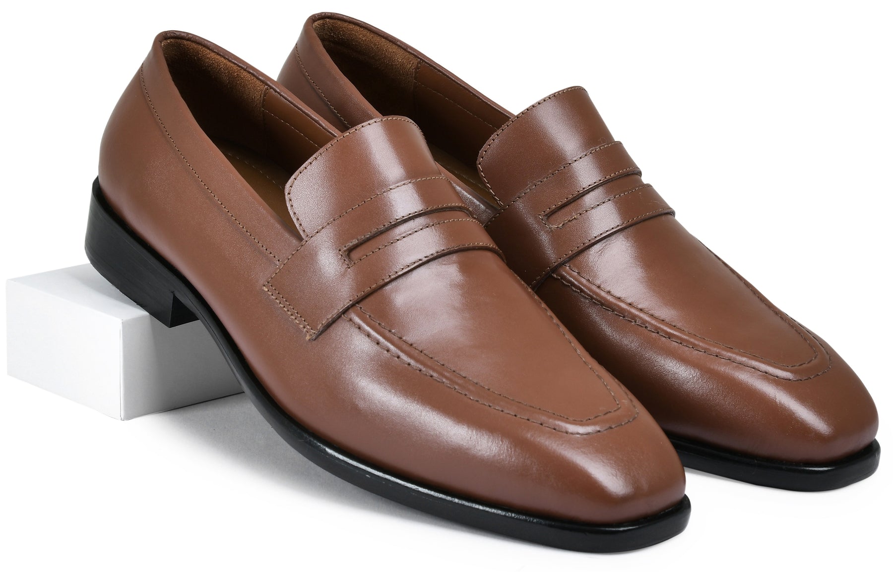 Brick Tan Genuine Tata Leather Loafers For Men (Arnold)