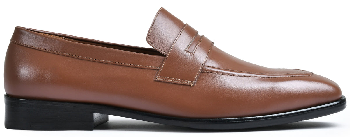 Brick Tan Genuine Tata Leather Loafers For Men (Arnold)
