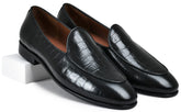 Croco Black Genuine Tata Leather Loafers For Men (Newyork)
