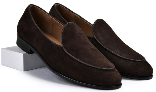 Suede Brown Genuine Tata Leather Loafers For Men (Newyork)