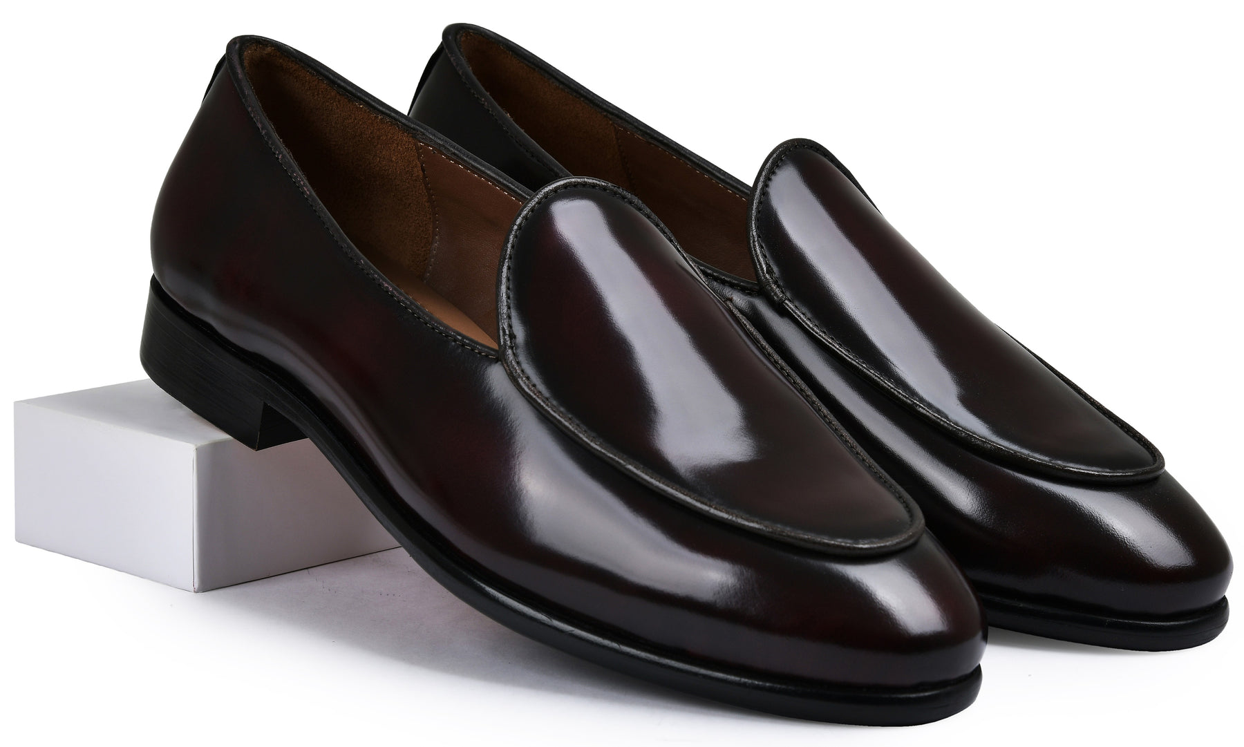 Cherry Brushoff Genuine Tata Leather Loafers For Men (Newyork)