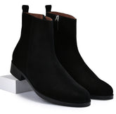 Suede Black Genuine Tata Leather Chelsea Boots For Men (Lord)