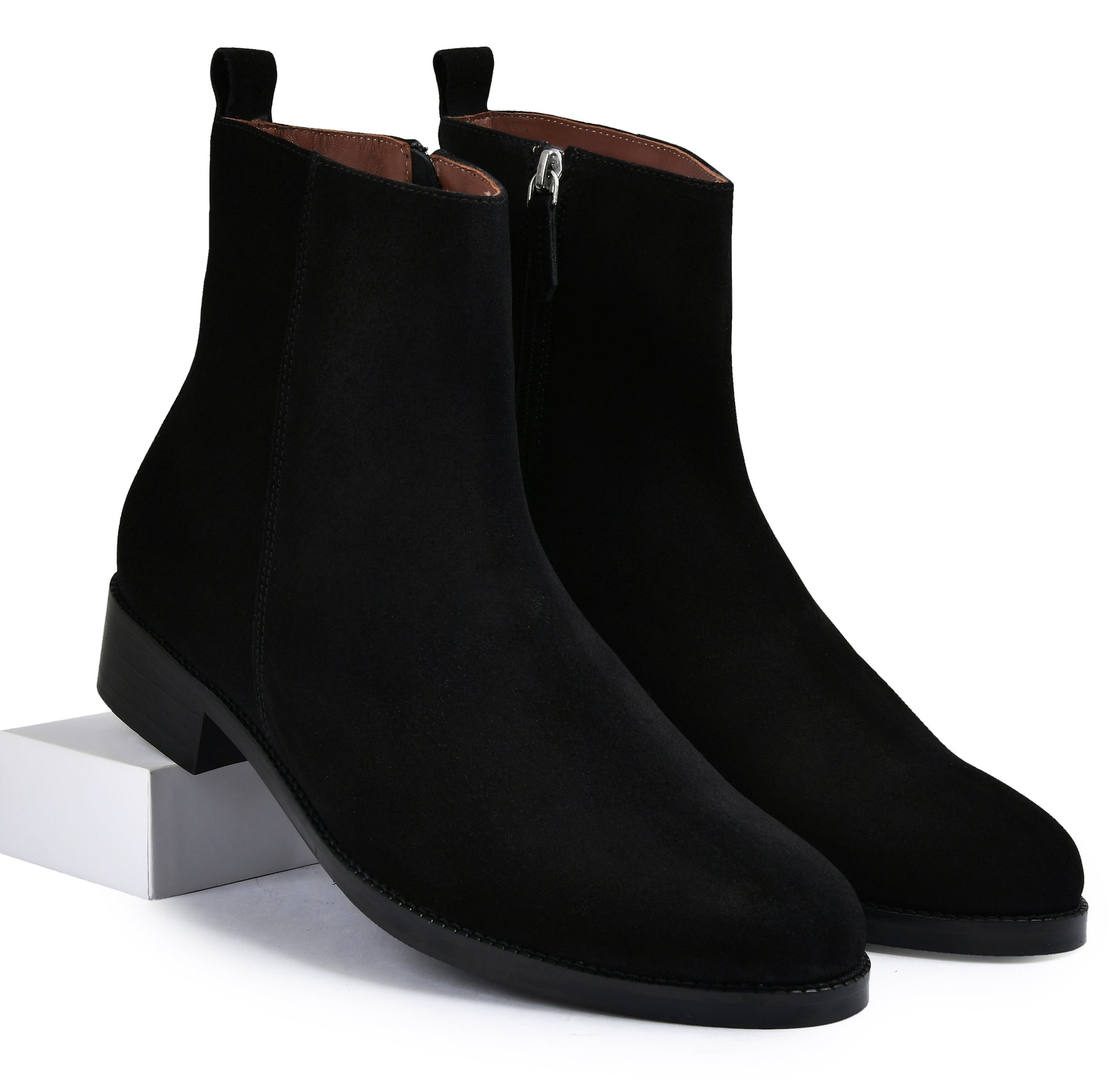 Suede Black Genuine Tata Leather Chelsea Boots For Men (Lord)