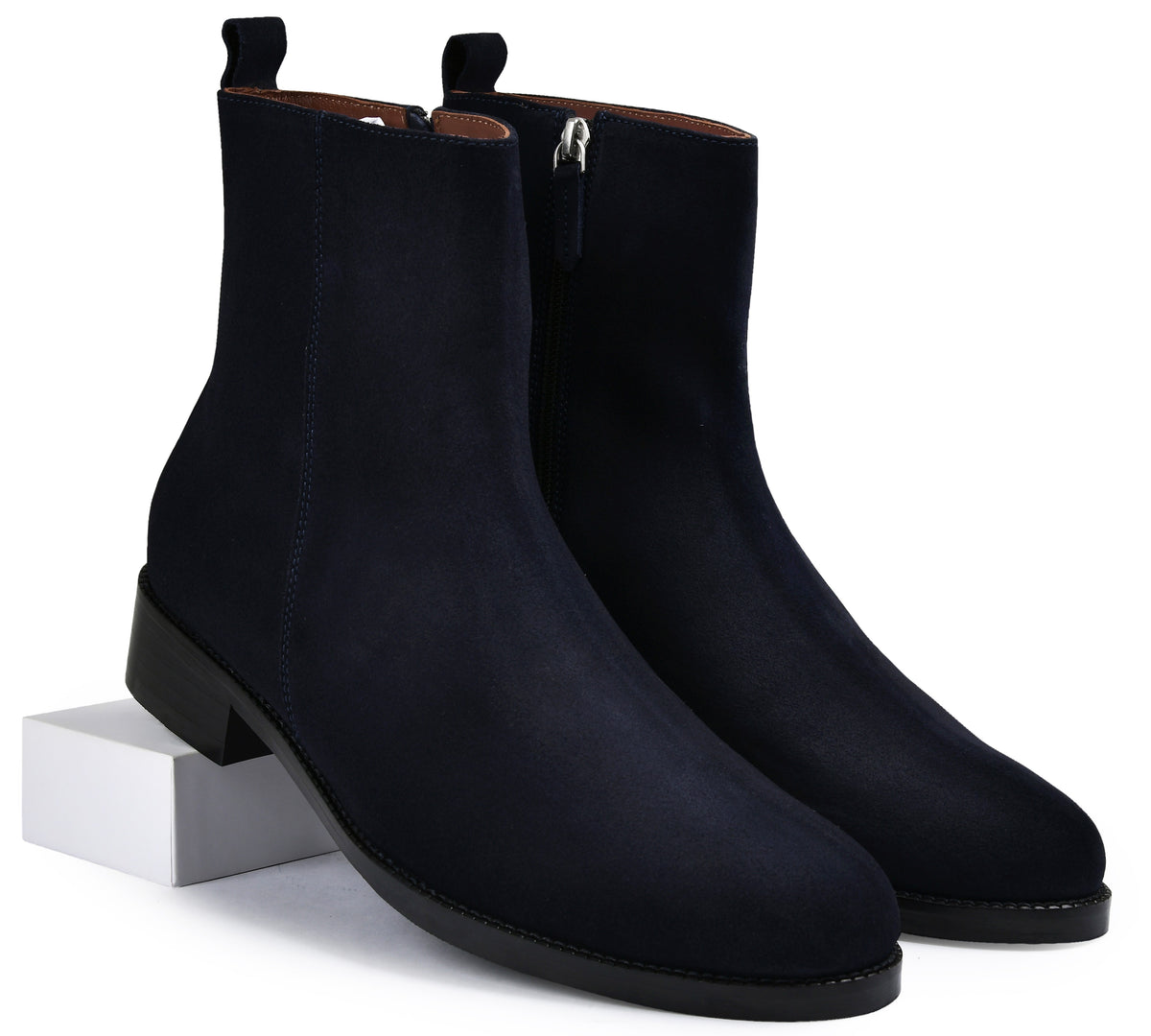 Suede Navy Genuine Tata Leather Chelsea Boots For Men (Lord)