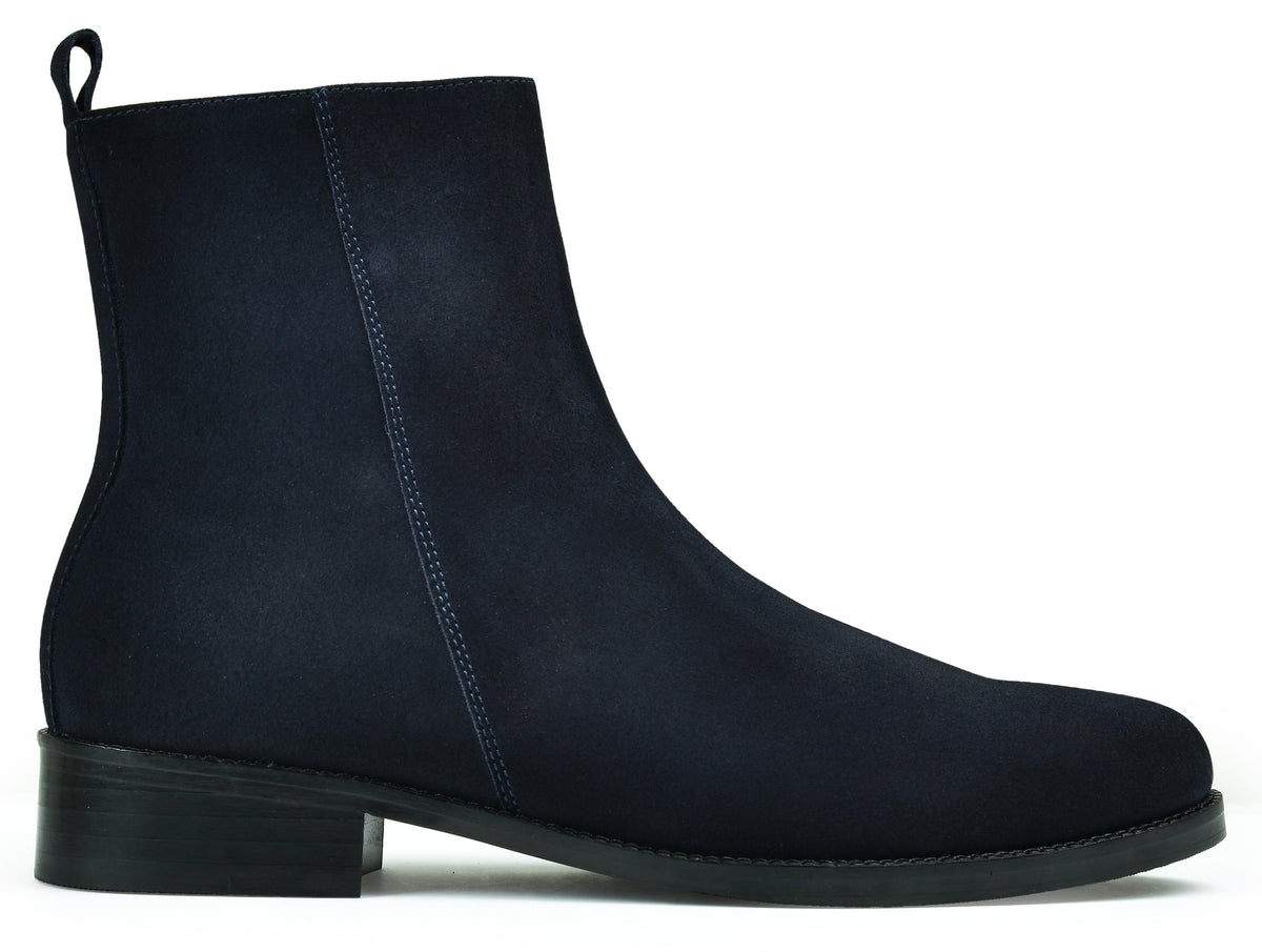 Suede Navy Genuine Tata Leather Chelsea Boots For Men (Lord)