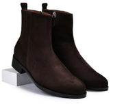 Suede Brown Genuine Tata Leather Chelsea Boots For Men (Lord)