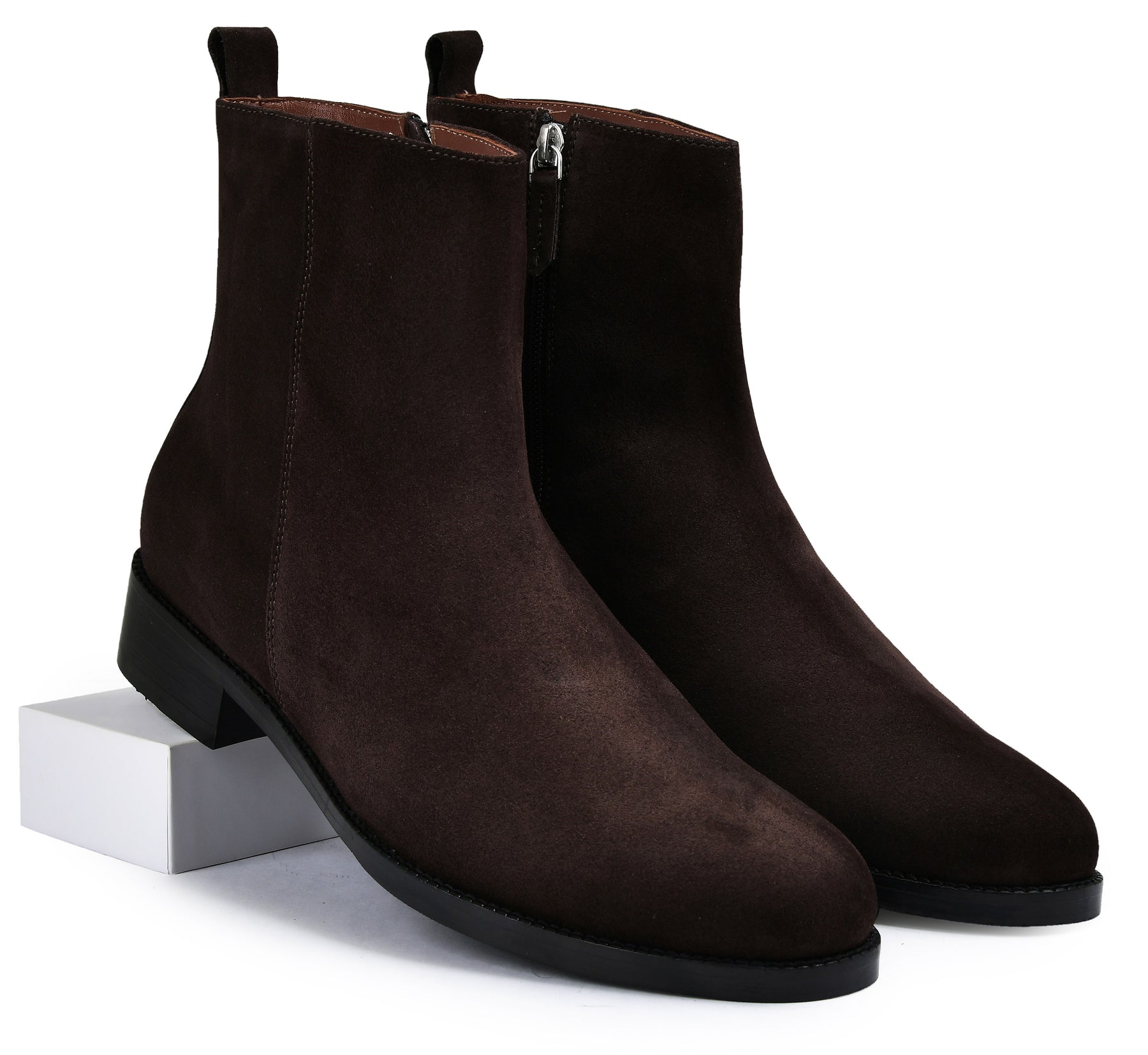 Suede Brown Genuine Tata Leather Chelsea Boots For Men (Lord)