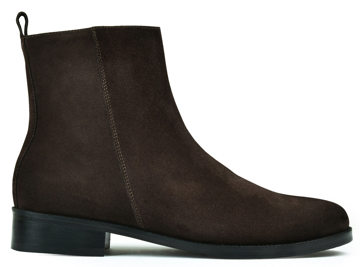 Suede Brown Genuine Tata Leather Chelsea Boots For Men (Lord)