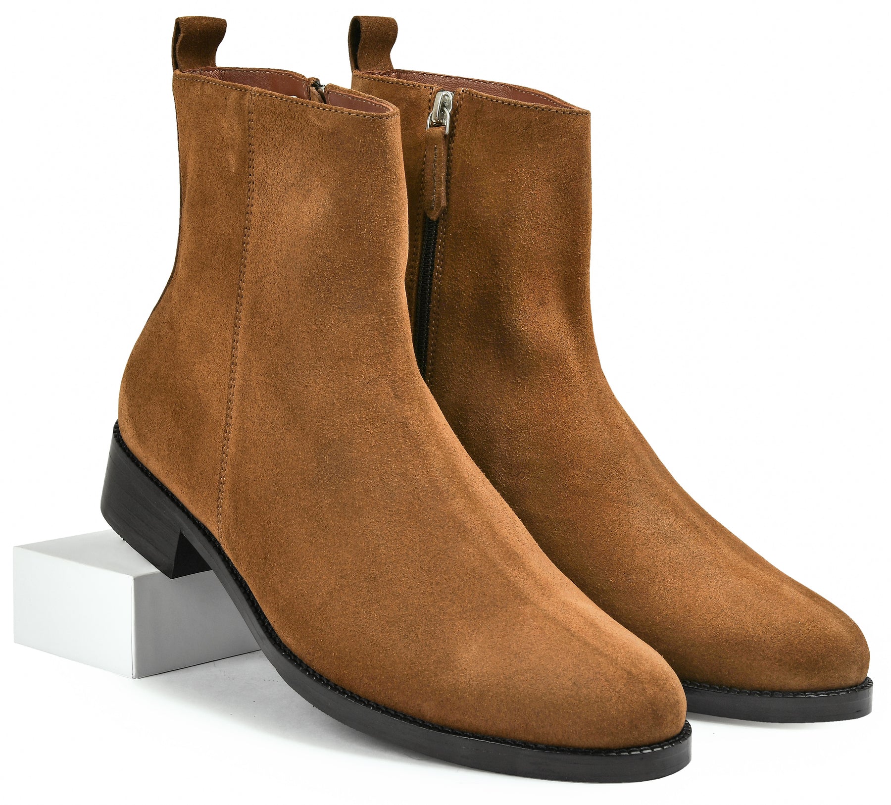 Suede Tan Genuine Tata Leather Chelsea Boots For Men (Lord)
