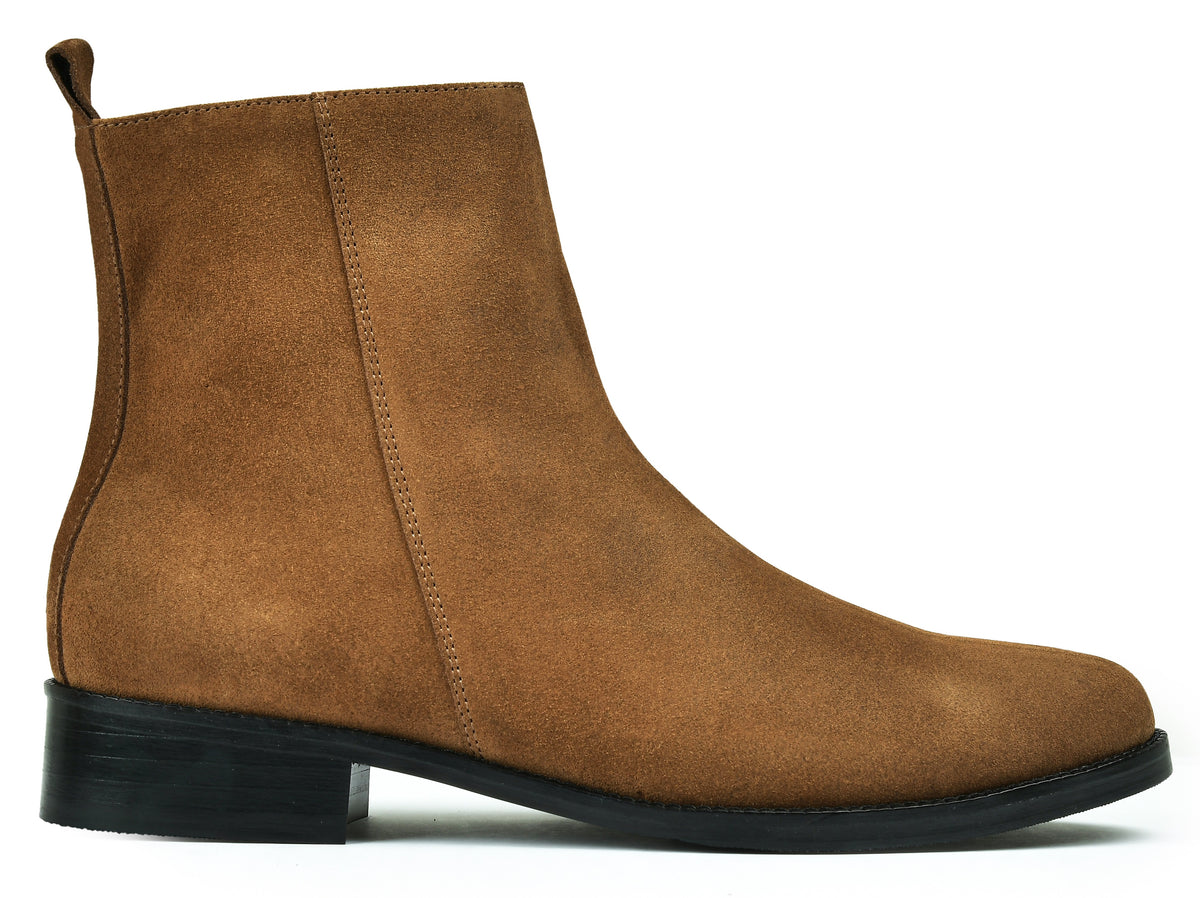 Suede Tan Genuine Tata Leather Chelsea Boots For Men (Lord)
