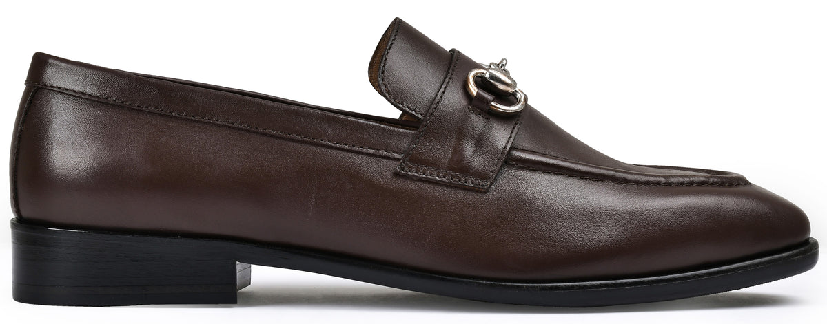 Stone Brown Genuine Tata Leather Loafers For Men (Kalci)