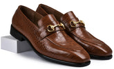Croco Tan Genuine Tata Leather Loafers For Men (Kalci)