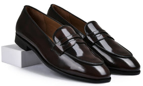 Brown Brushoff Genuine Tata Leather Loafers For Men (Berlin)