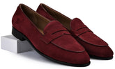 Suede Cherry Genuine Tata Leather Loafers For Men (Berlin)
