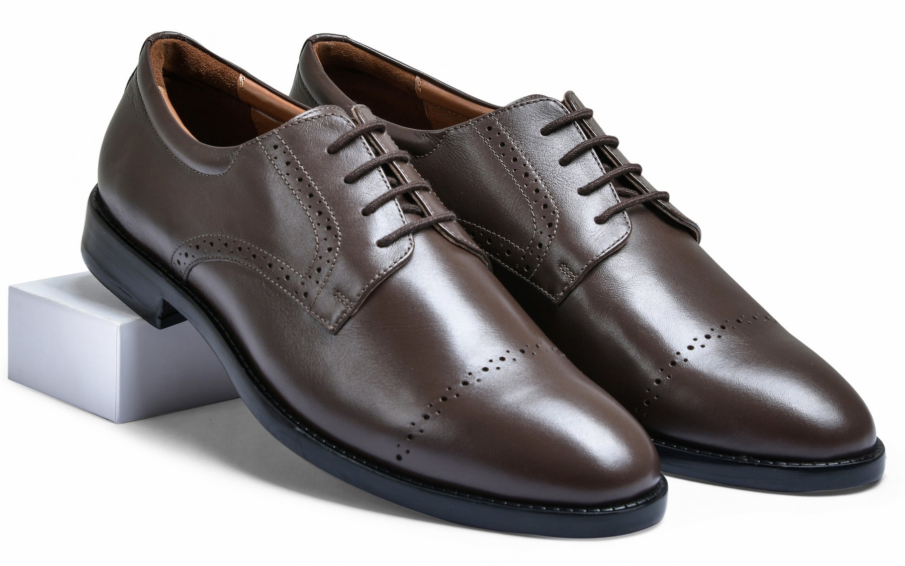 Stone Brown Genuine Tata Leather Lace Up Mens Formal Shoes (Derby Pun)