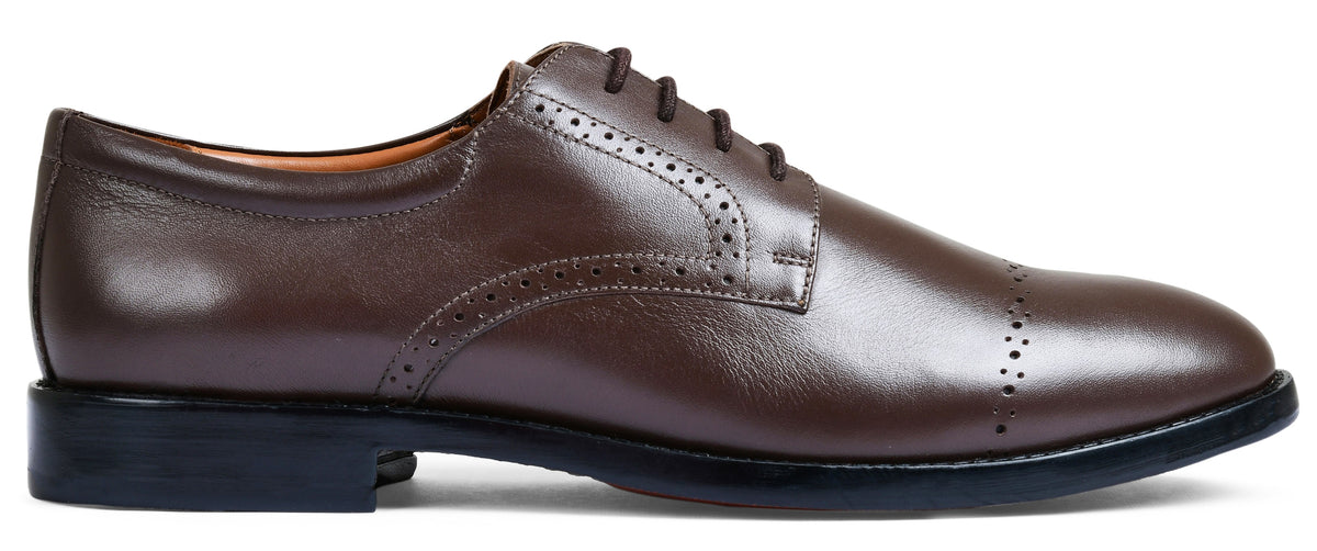 Stone Brown Genuine Tata Leather Lace Up Mens Formal Shoes (Derby Pun)