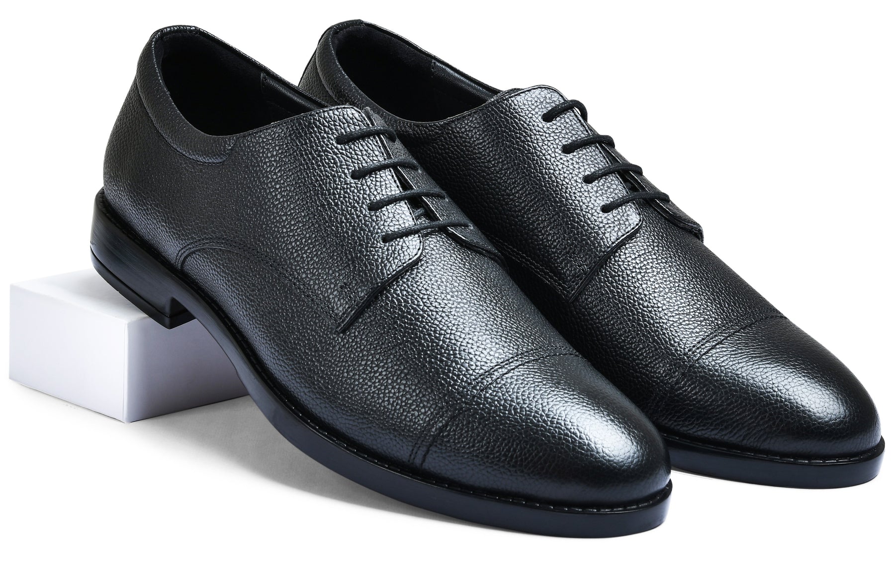 Milled Black Genuine Tata Leather Lace Up Mens Formal Shoes (Moscow)