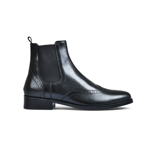 Earth Black Genuine Tata Leather Chelsea Boots For Men (Wade)