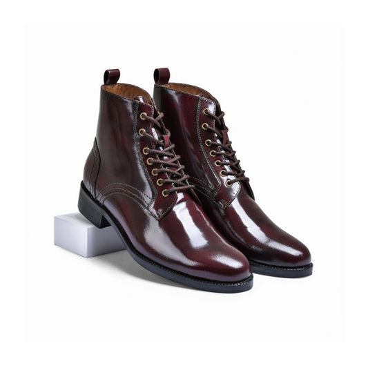 Cherry Brushoff Genuine Tata Leather Lace Up Mens Boots (Dexter)