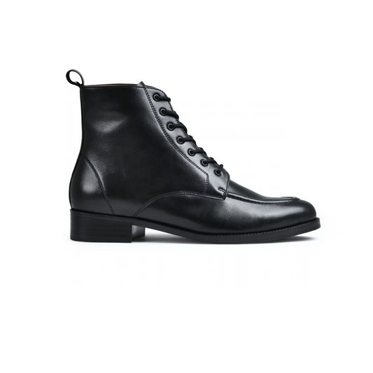 Earth Black Genuine Tata Leather Lace Up Mens Boots (Cooper)