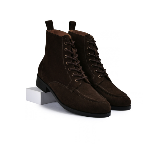 Suede Brown Genuine Tata Leather Lace Up Mens Boots (Cooper)