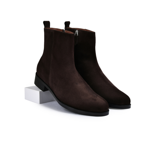 Suede Brown Genuine Tata Leather Chelsea Boots For Men (Lord)