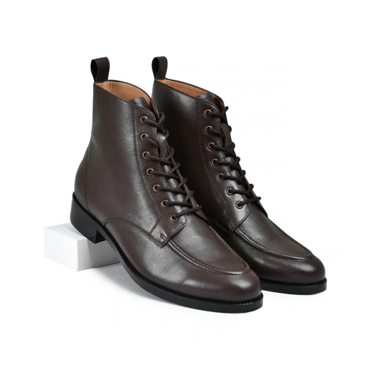 Stone Brown Genuine Tata Leather Lace Up Mens Boots (Cooper)