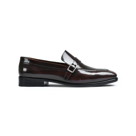 Brown Brushoff Genuine Tata Leather Monk Straps Loafers For Men (Harvey)