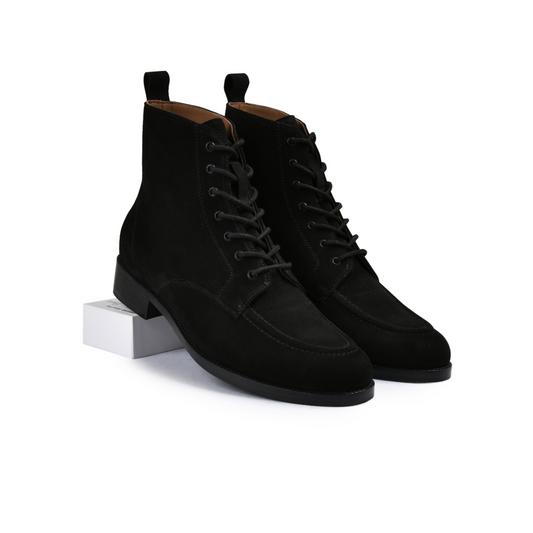 Suede Black Genuine Tata Leather Lace Up Mens Boots (Cooper)