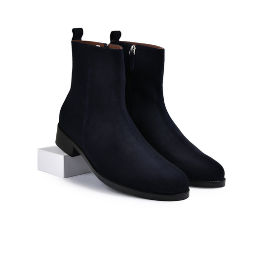 Suede Navy Genuine Tata Leather Chelsea Boots For Men (Lord)