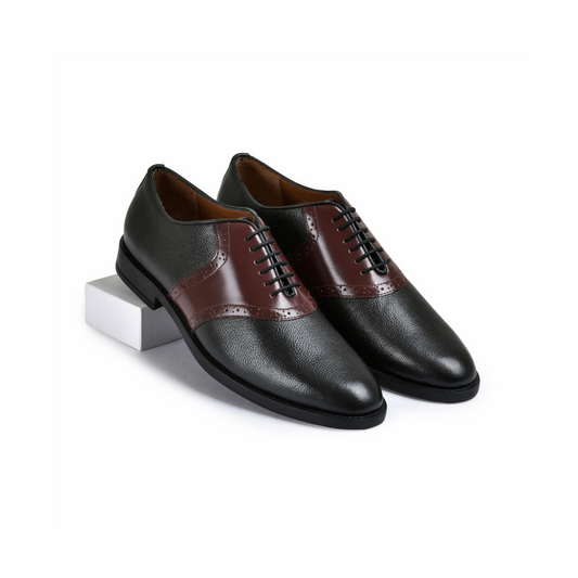 Milled Black Genuine Tata Leather Lace Up Mens Formal Shoes (John)