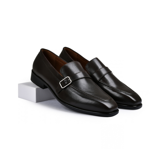 Stone Brown Genuine Tata Leather Monk Straps Loafers For Men (Harvey)