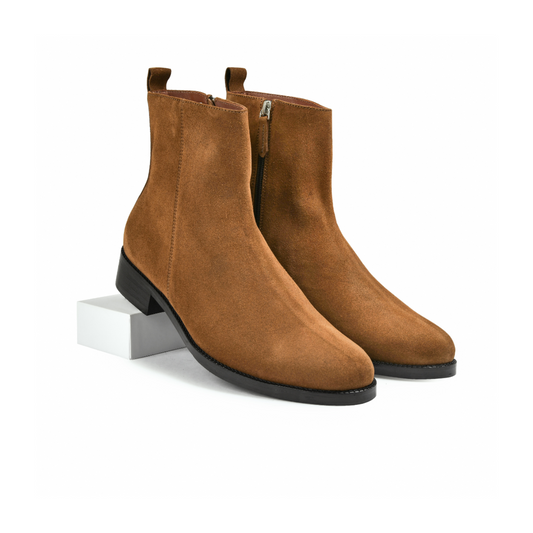 Suede Tan Genuine Tata Leather Chelsea Boots For Men (Lord)