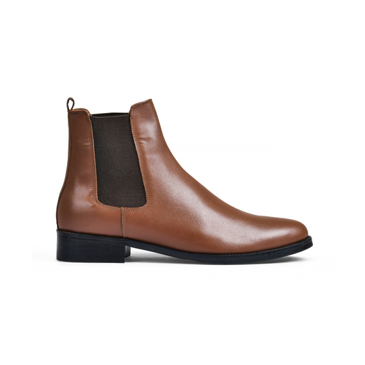 Milled Brown Genuine Tata Leather Chelsea Boots For Men (Wellington)
